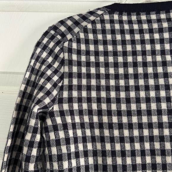 XXS J.Crew Italian Cashmere navy + white check cardigan - Picture 4 of 5